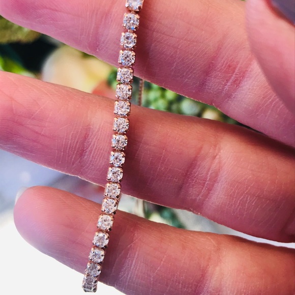 Rose sterling silver CZ bolo bracelet NEW! - Picture 3 of 7